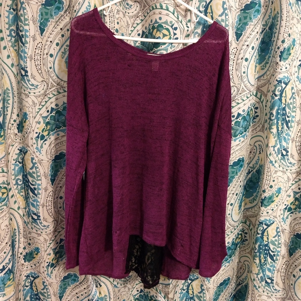 Purple Lace Detail Sweater
